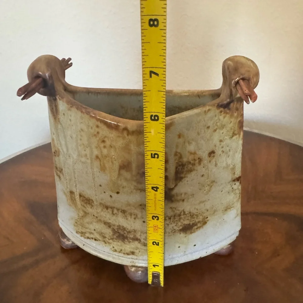 Betsy Gray Porcelain Rustic Vase Art Piece with Earthy Tones - Picture 8 of 13